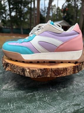 Women’s Pastel Colorblock Athletic Sneaker - White, Lavender, Pink, Teal